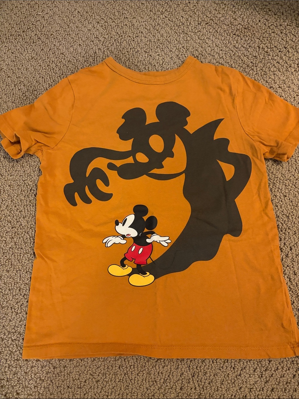 Gap Disney Orange Tee with Mickey and Halloween Shadow Graphic